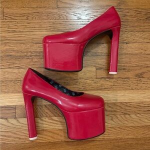 La Moda Red Platform Heels